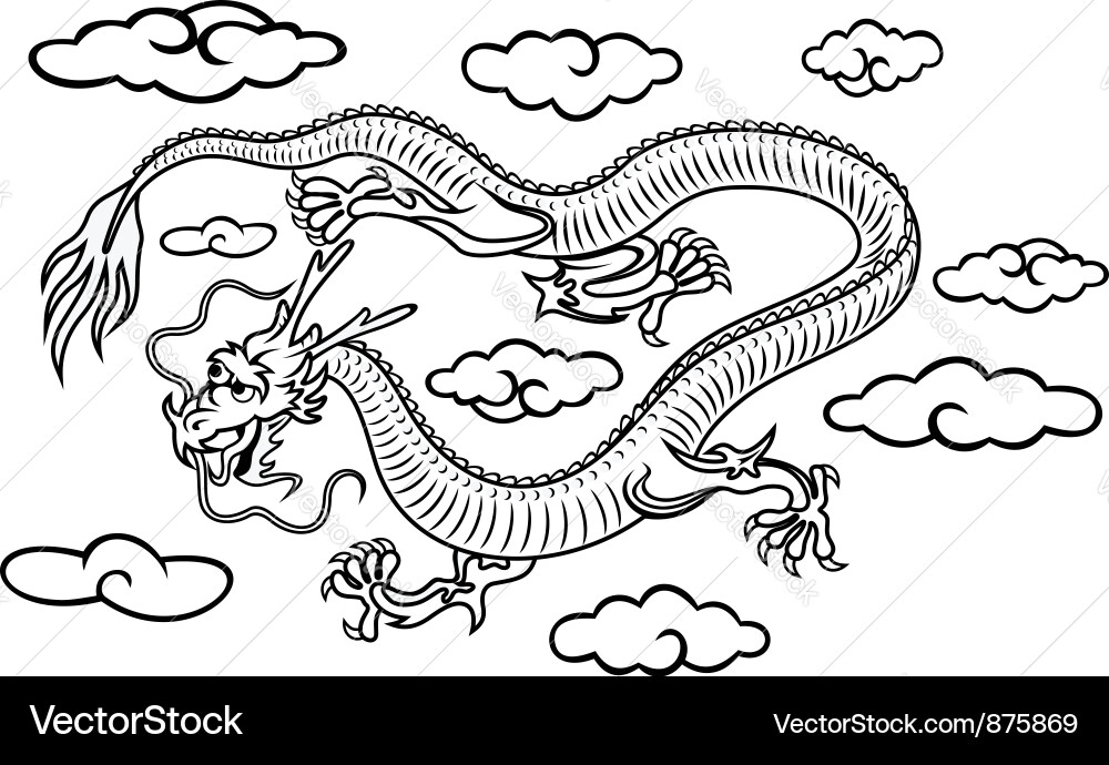 Chinese dragon in clouds vector image