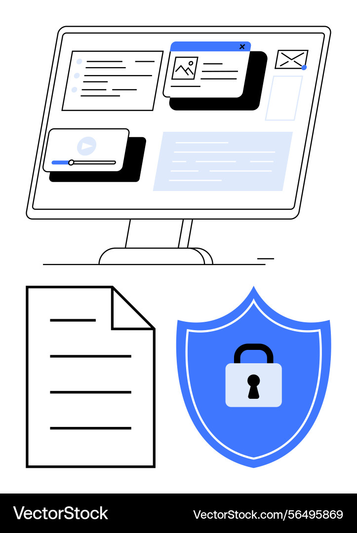 Digital document security with file protection Vector Image