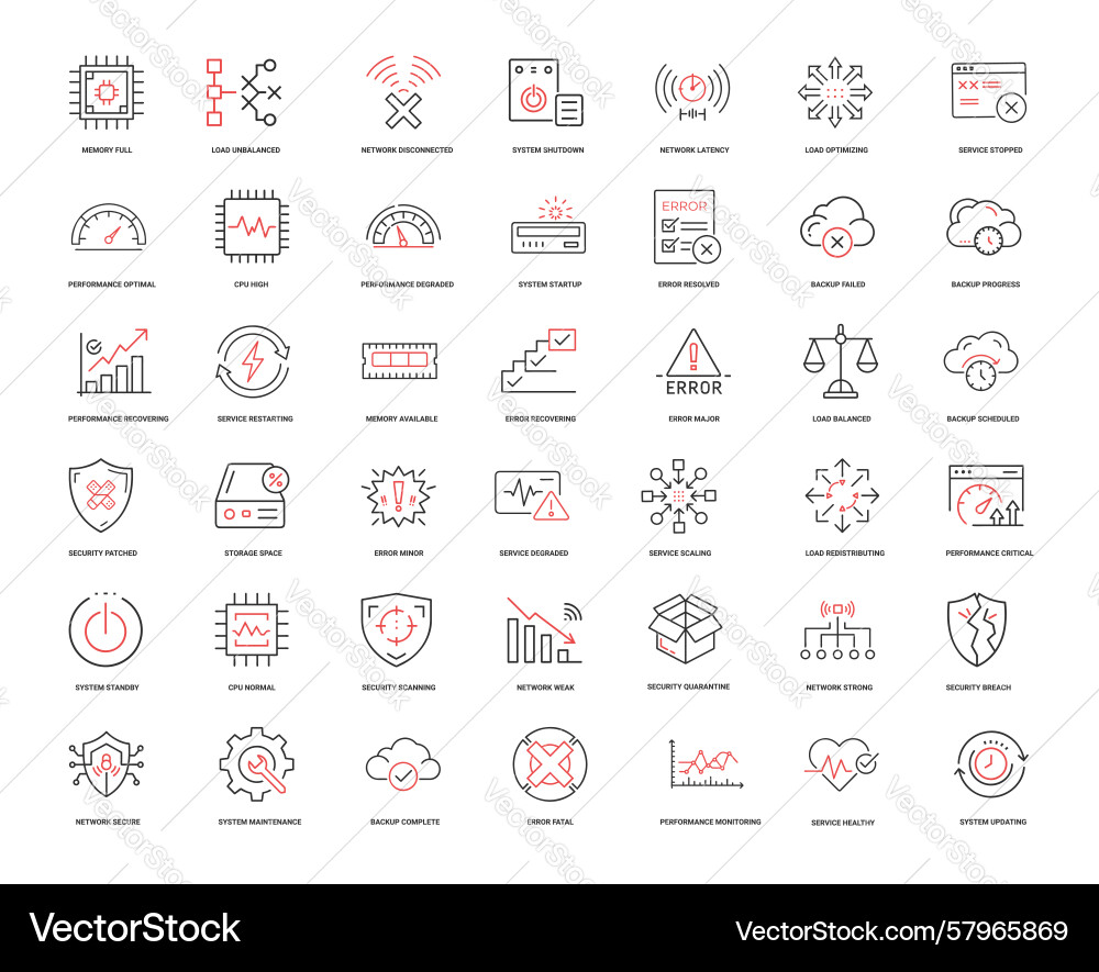 Digital Server Icons - Infrastructure & System Vector Image