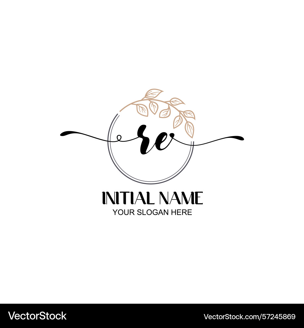 Elegant re initial logo design with botanical Vector Image