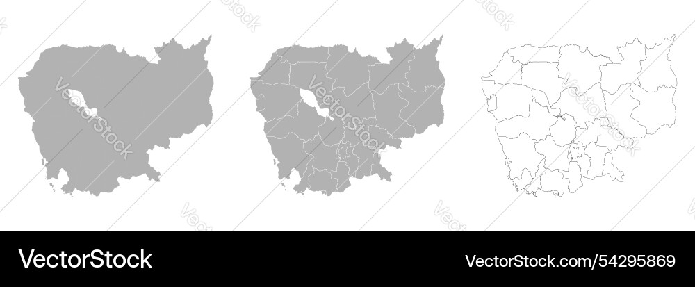Set of cambodia maps with main map and regional Vector Image