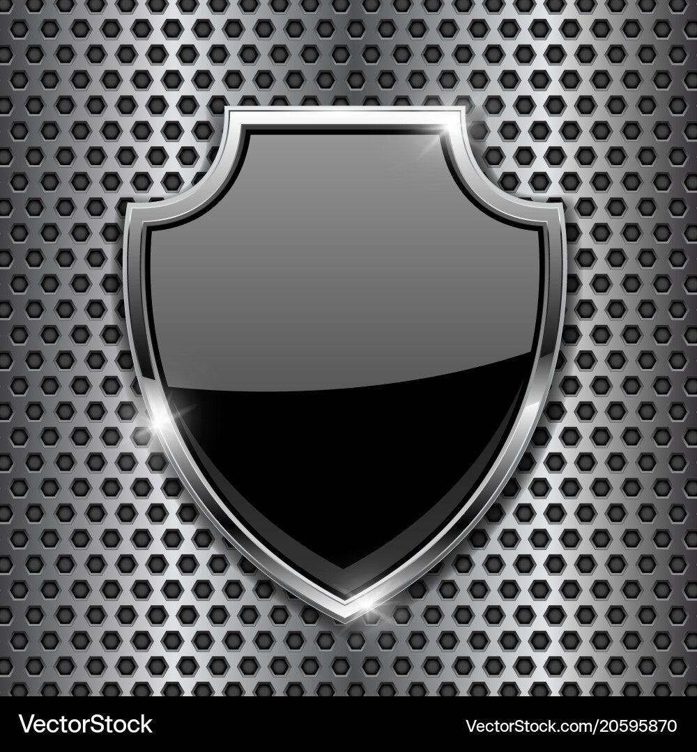 Black Metal Shield with Hexagonal Pattern vector image