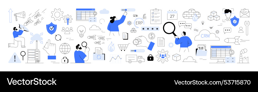 Business processes and data analytics for erp Business processes and data analytics for erp vector image