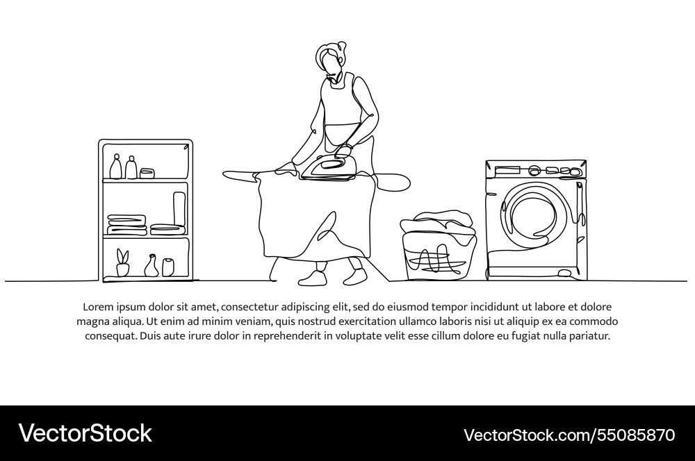 Continuous one line design of laundry activity Vector Image