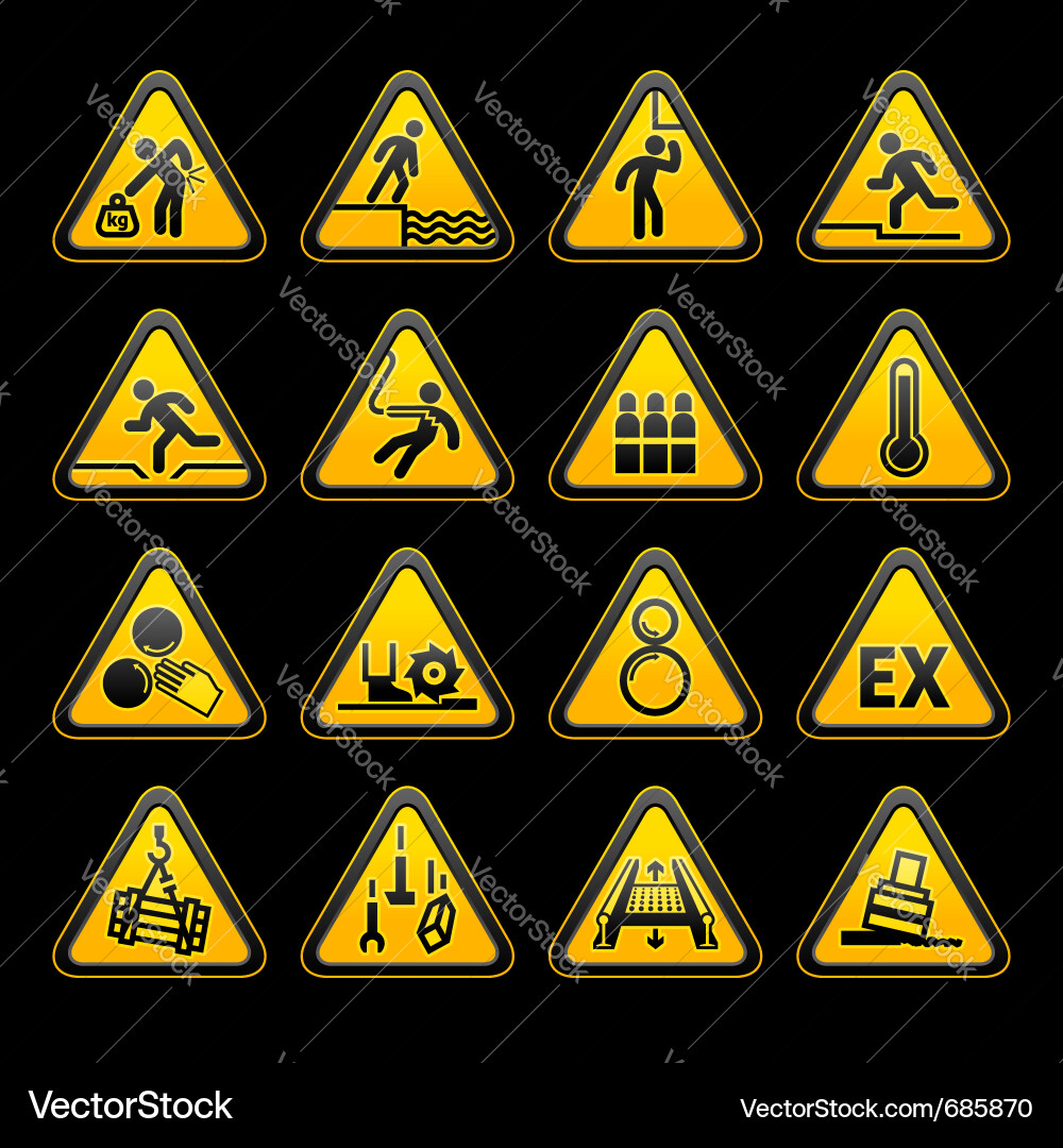 Hazard Warning Signs - Triangular Set Vector Image