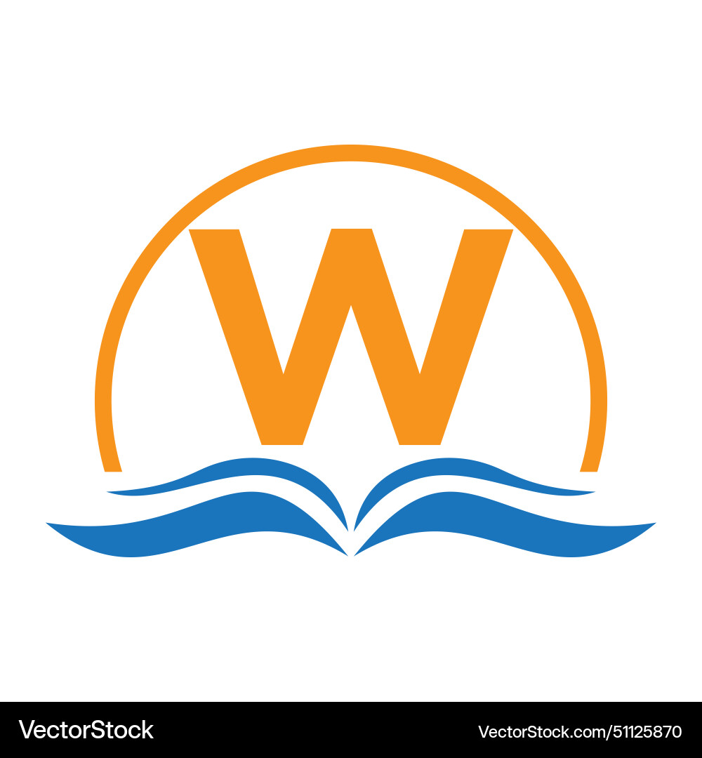 Letter w education logo book concept training Vector Image