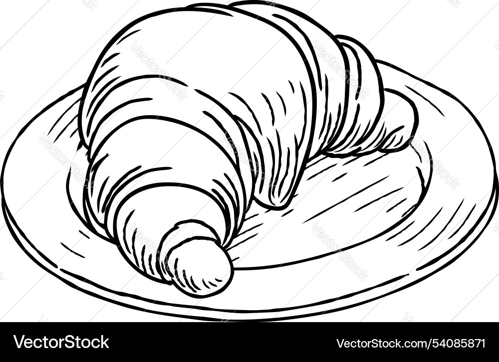 Croissant Gebäck Vintage Retro Holzschnitt Stil Croissant Gebäck Vintage Retro Holzschnitt Stil vektorbild