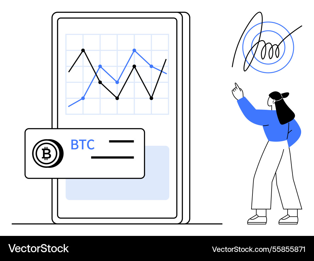Cryptocurrency trader analyzing bitcoin trends Cryptocurrency trader analyzing bitcoin trends vector image