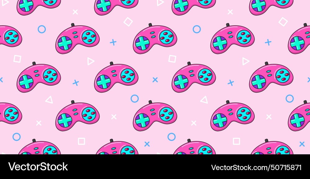 Gamer seamless pattern gamepad controller Gamer seamless pattern gamepad controller vector image
