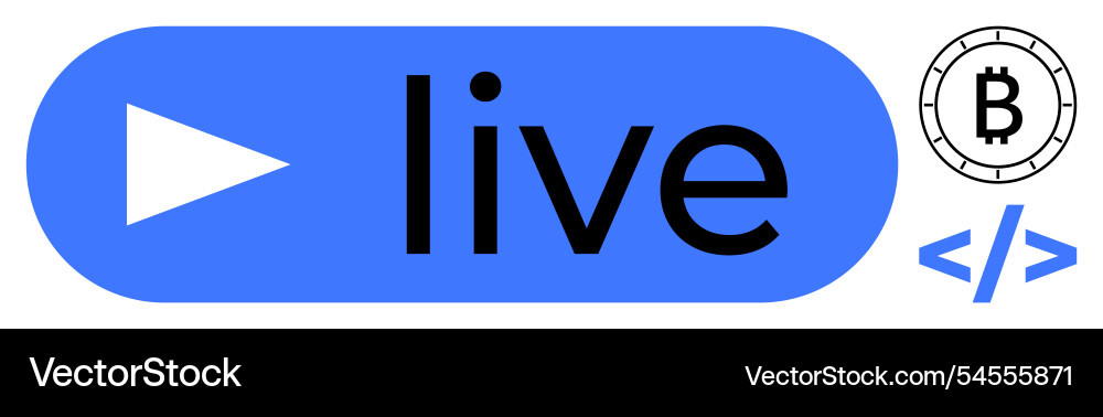Live streaming icon with play button bitcoin Live streaming icon with play button bitcoin vector image