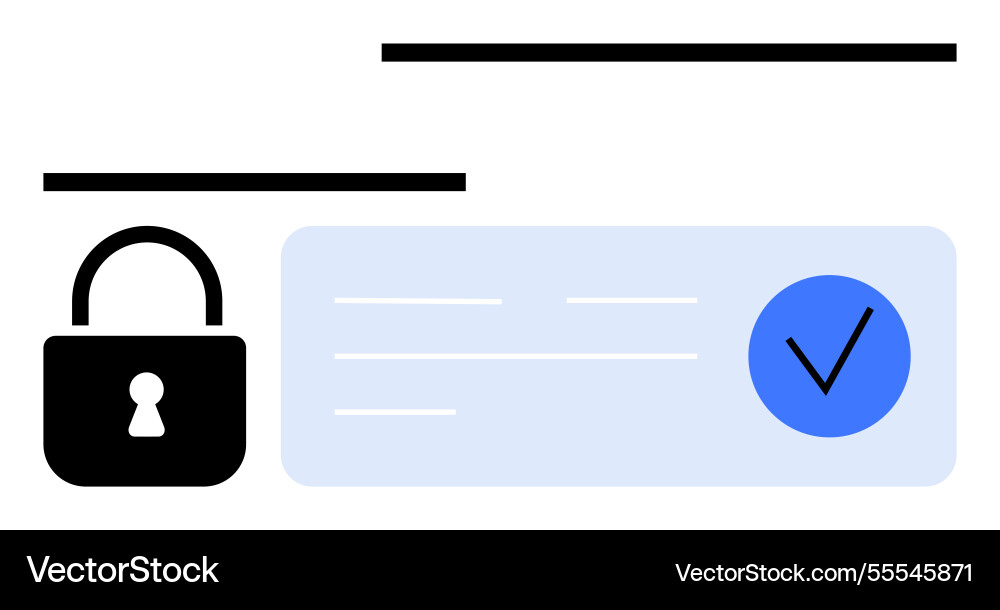 Lock and check mark with lines representing Lock and check mark with lines representing vector image