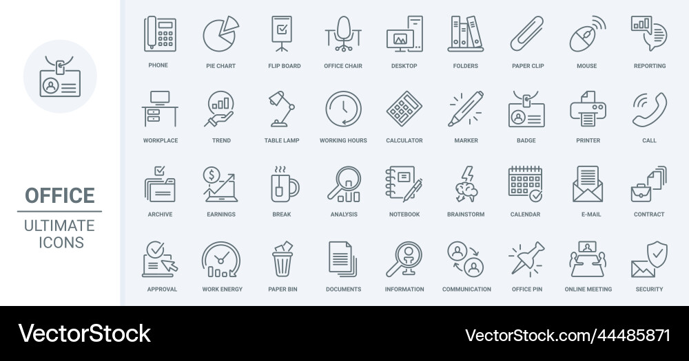 Office Communication Icons - Line Style vector image