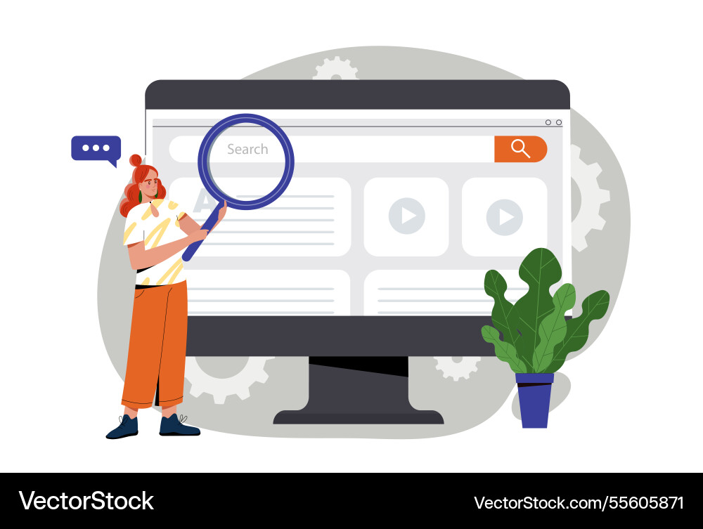 Person searching on computer screen Person searching on computer screen vector image