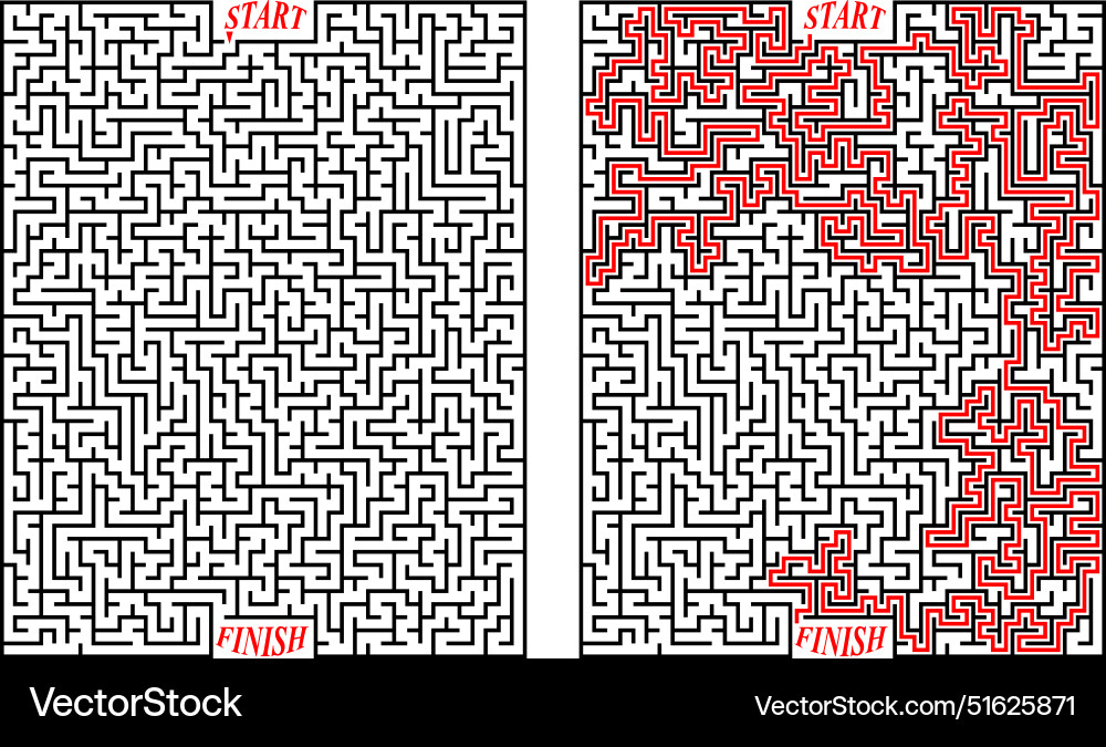 Rectangular labyrinth with entry and exit Rectangular labyrinth with entry and exit vector image
