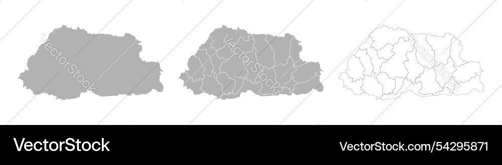 Set of bhutan maps with main map and regional Vector Image