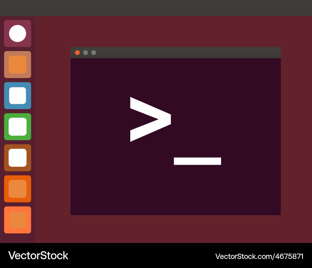 Terminal startup icon and linux interface direct vector image
