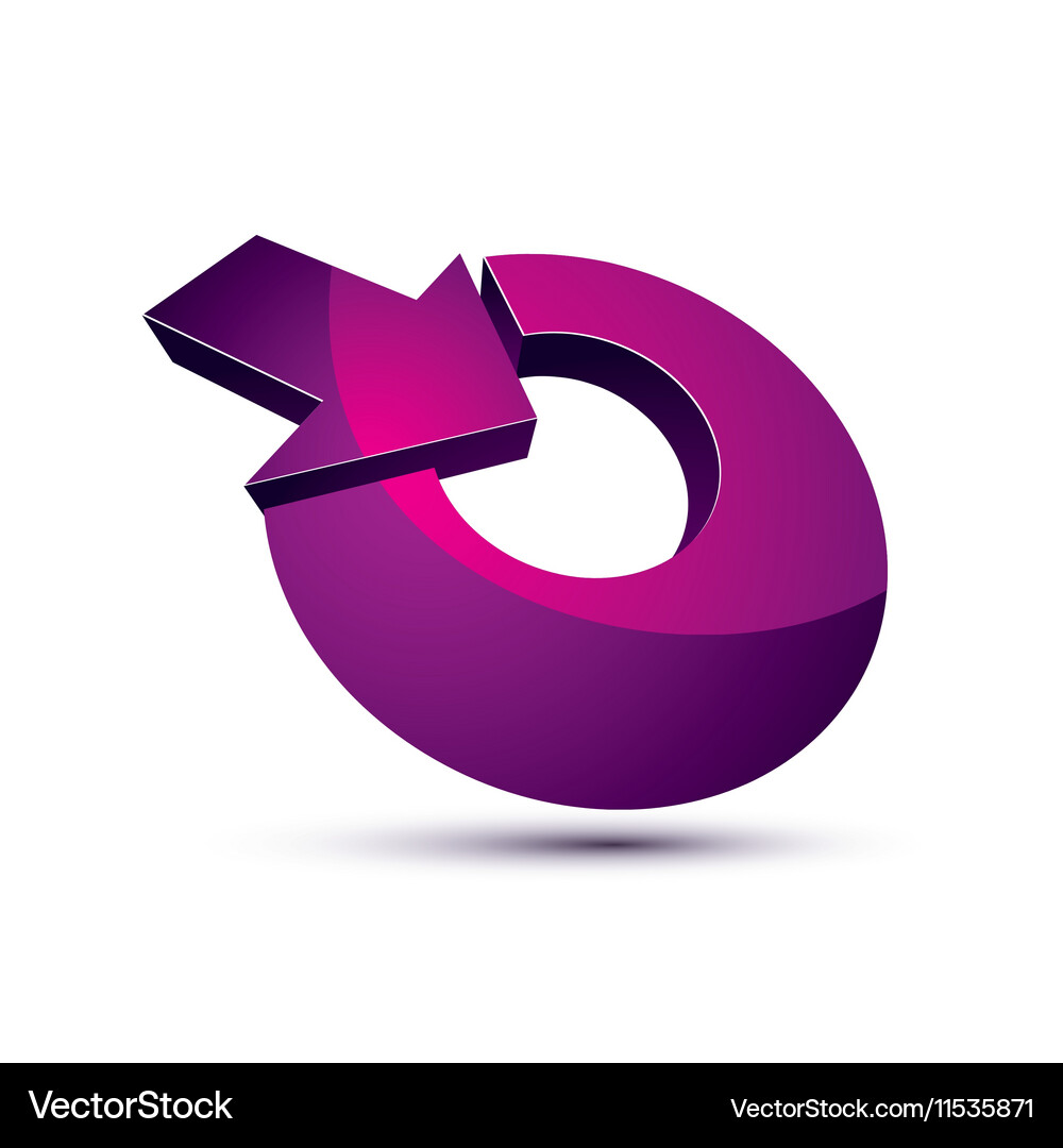 Three-dimensional symbol with an arrow directed Vector Image