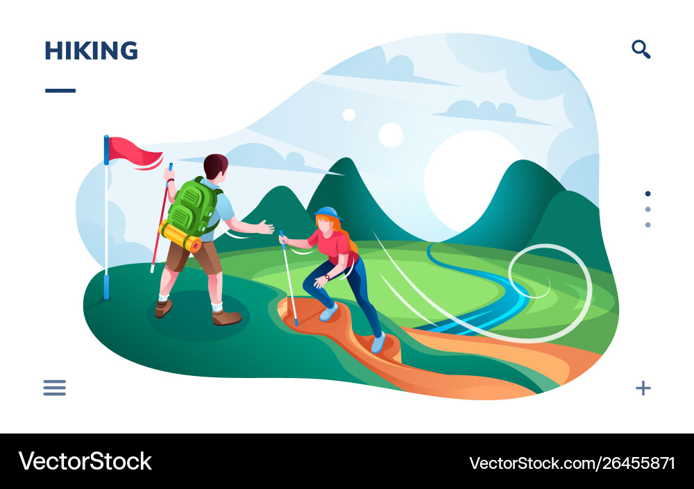 Touristische Wanderungen auf dem Berg oder Bergsteiger Klettern Touristische Wanderungen auf dem Berg oder Bergsteiger Klettern vektorbild