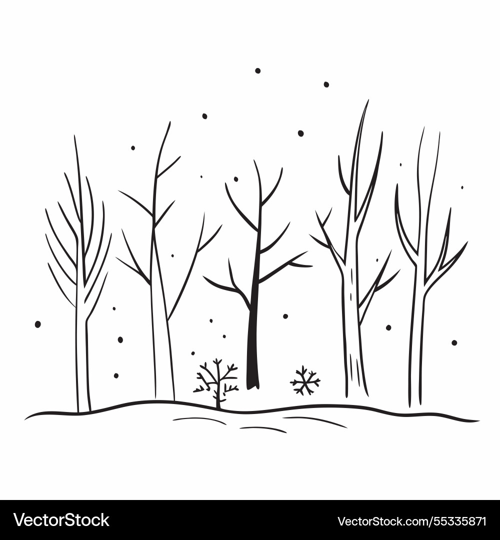 Winter trees seamless pattern with bare branches Winter trees seamless pattern with bare branches Vector Image