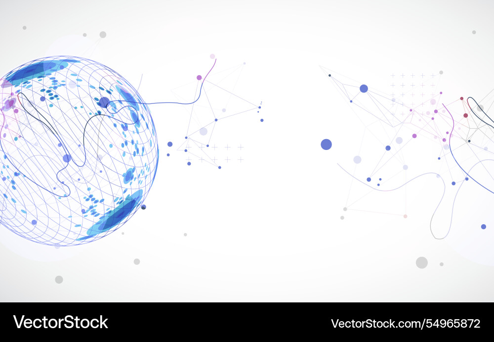 Abstract sphere background with plexus effect 3d Vector Image