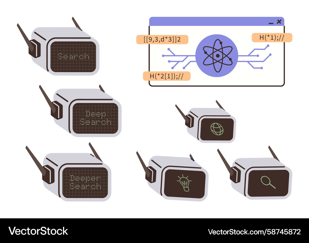AI Data Search & Processing Vector Image