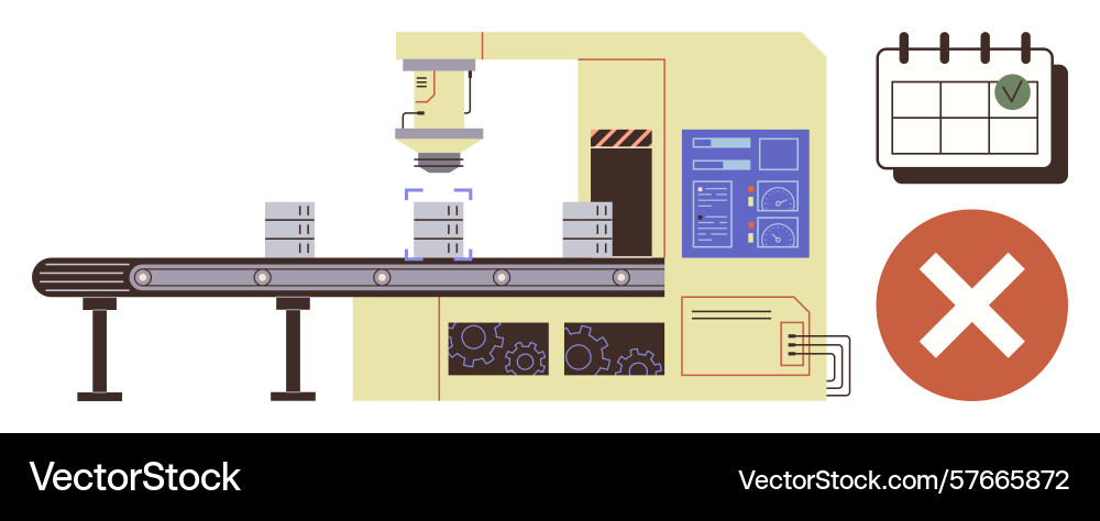 Automated production line with rejected items Automated production line with rejected items vector image