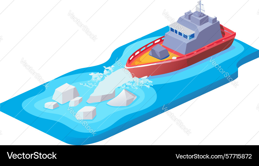 Icebreaker ship forging path through frozen Vector Image