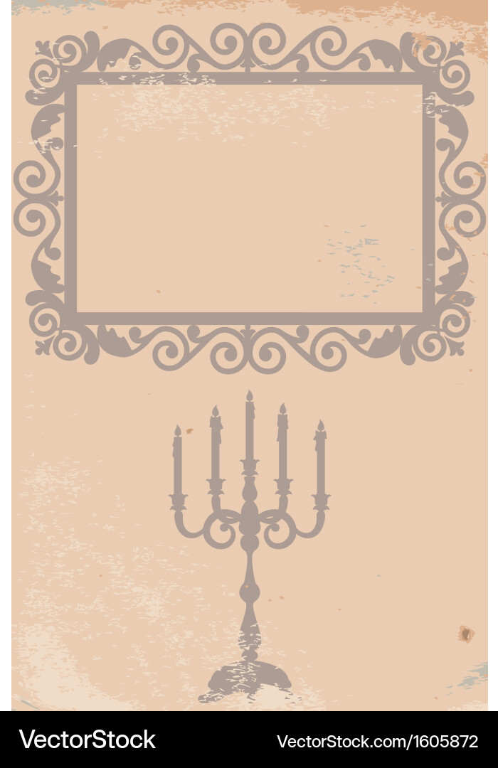 Old texture with frame and candlestick Vector Image