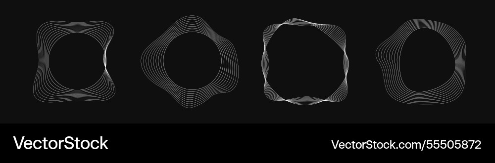 Set of round curved frames with dynamic wavy Set of round curved frames with dynamic wavy Vector Image