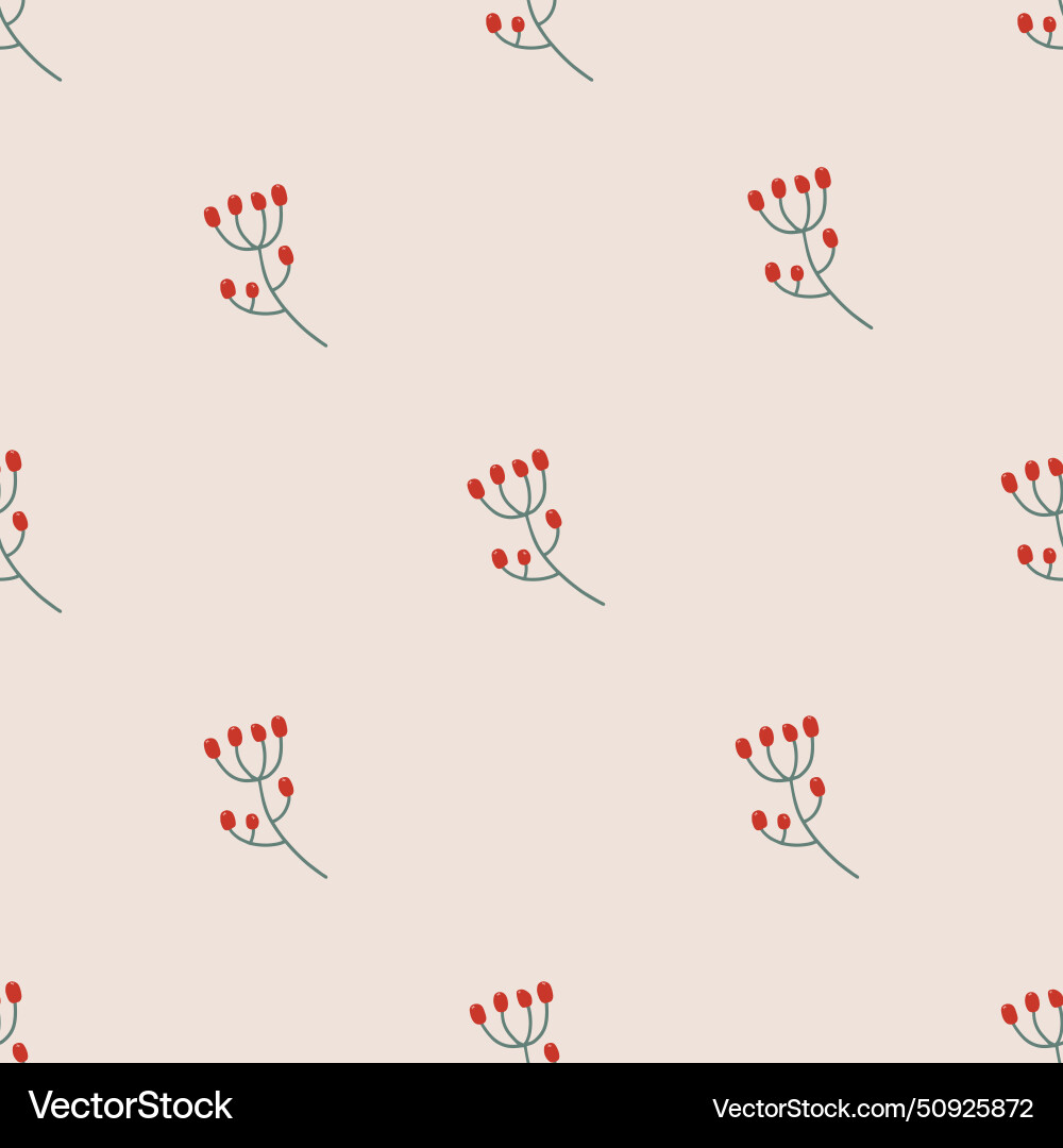 Simple seamless pattern with rowan twig on beige Simple seamless pattern with rowan twig on beige vector image