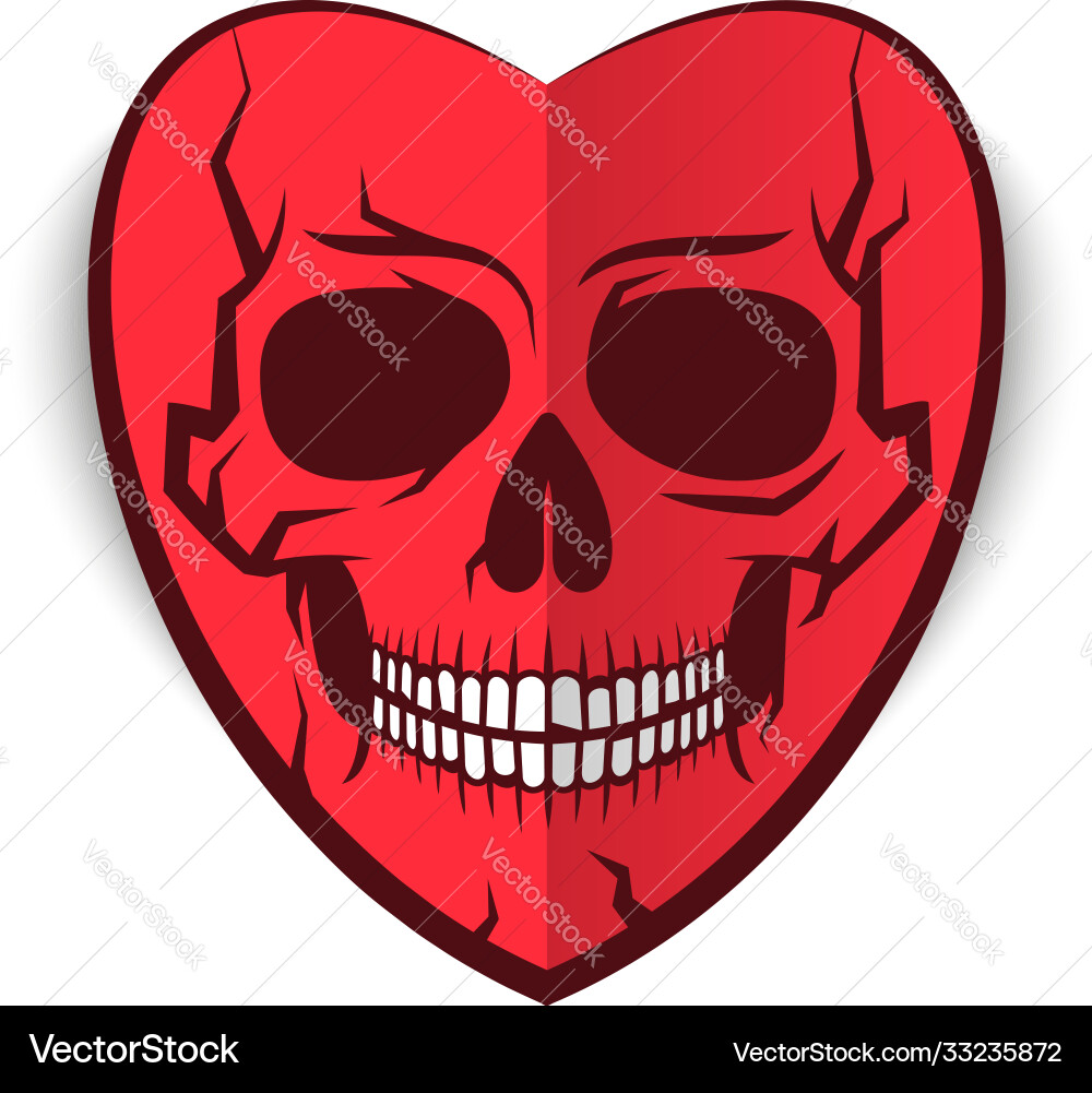Skull Heart Valentine Vector Image