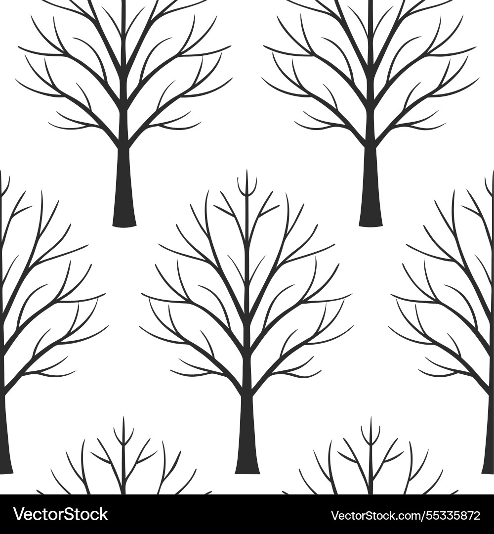 Winter trees seamless pattern with bare branches Vector Image