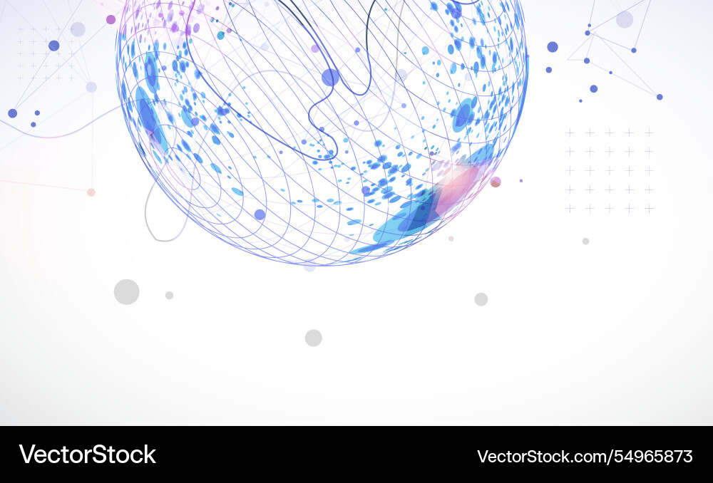 Abstract sphere background with plexus effect 3d Vector Image