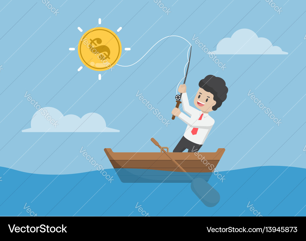 Businessman Fishing for Money Vector Image