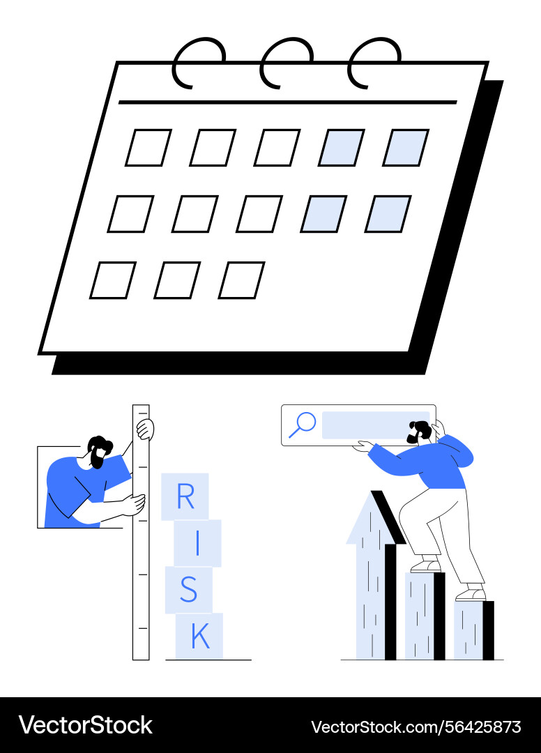 Calendar with tasks risk management stack Calendar with tasks risk management stack vector image