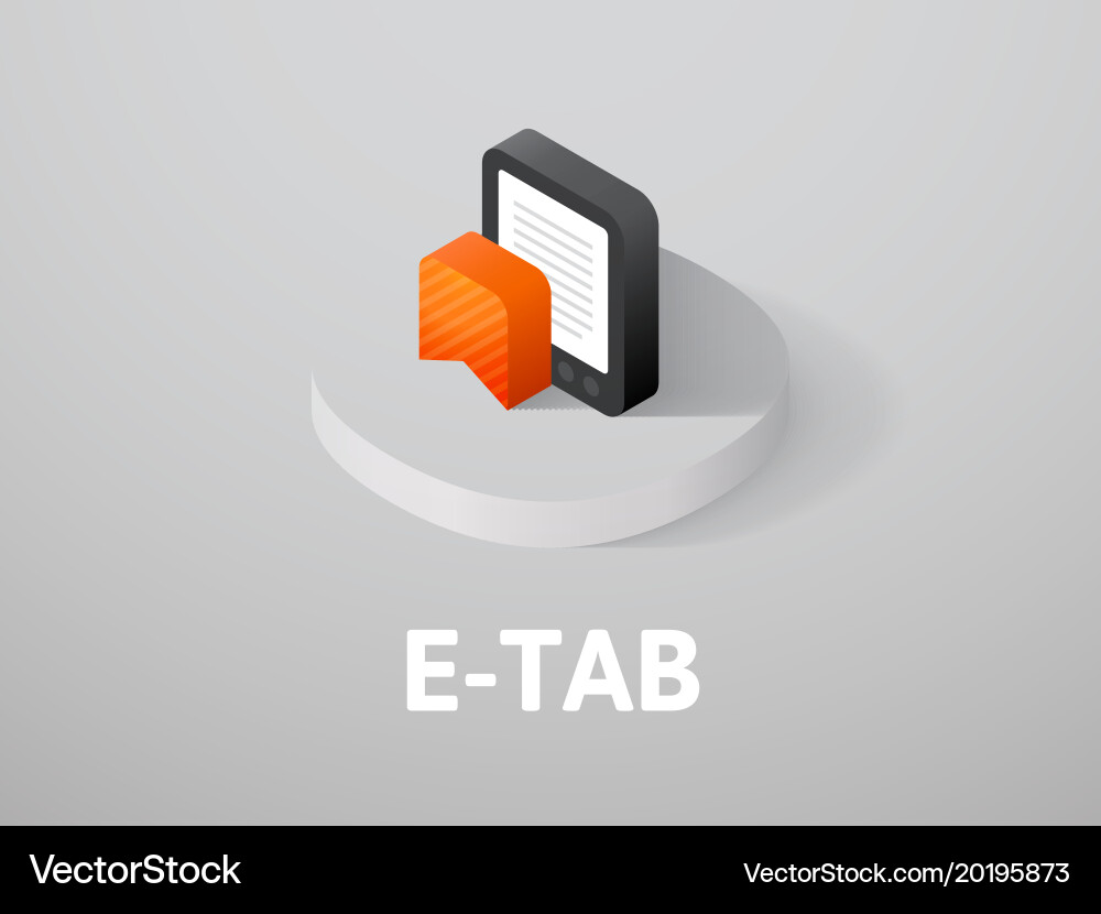 E-tab isometric icon isolated on color background vector image