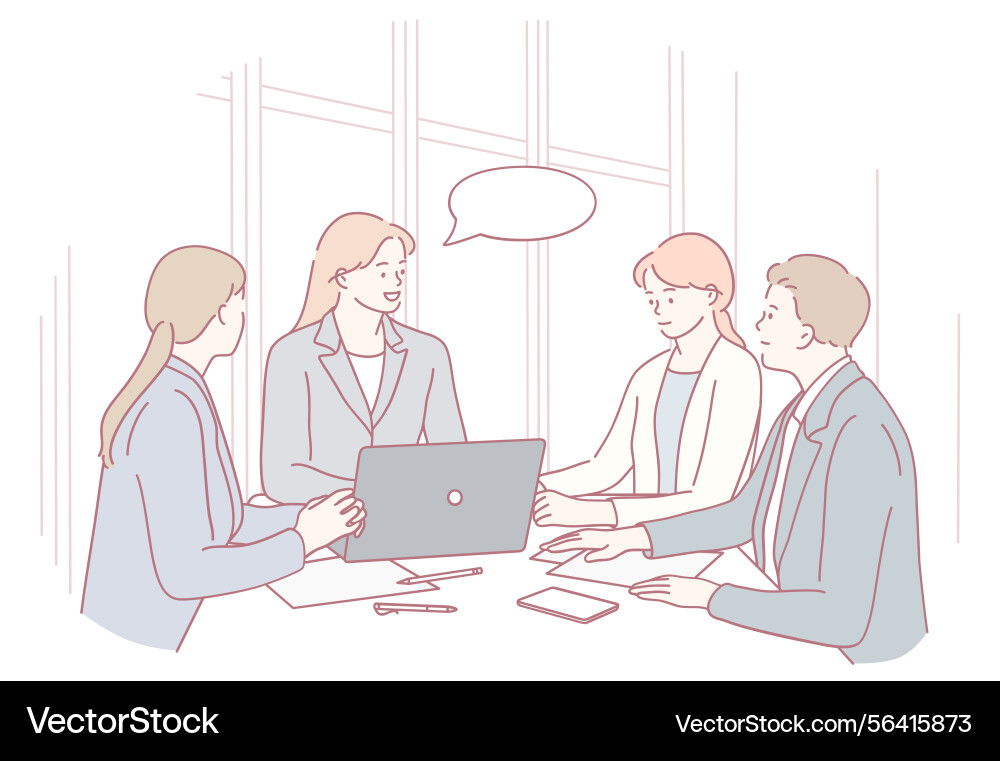 Engaging in a constructive team discussion within Vector Image