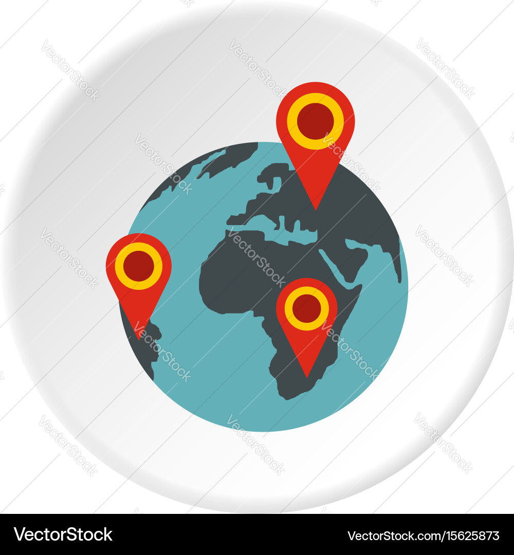 Globe earth with pointer marks icon circle vector image