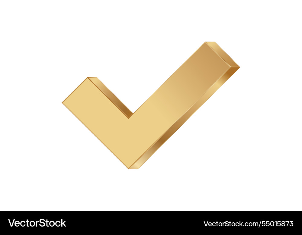 Golden checkbox icon for approval and validation vector image