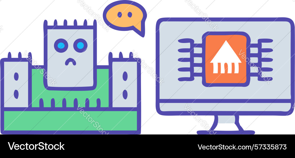 Sicherer Computer mit vernetztem Netzwerk vektorbild
