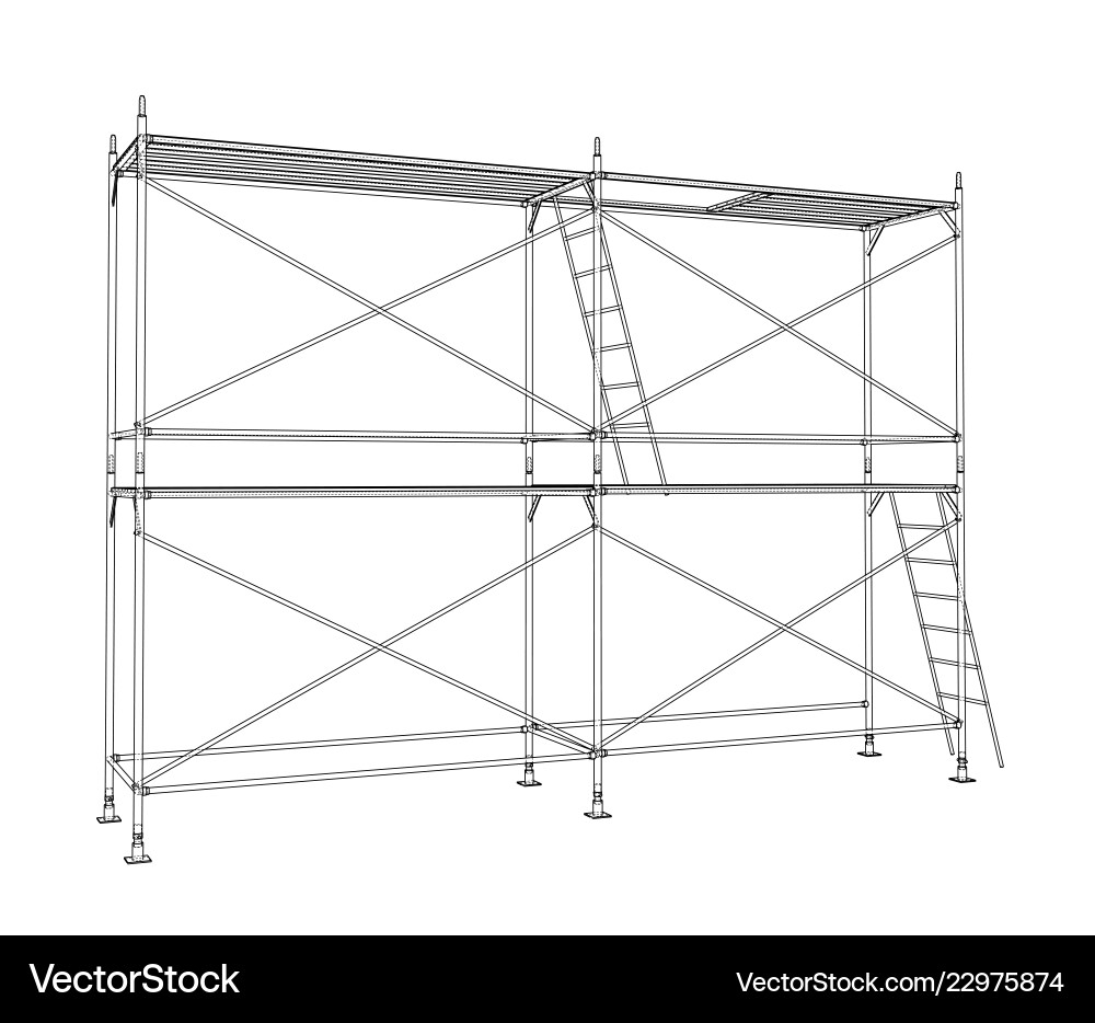 3d outline scaffold rendering of vector image