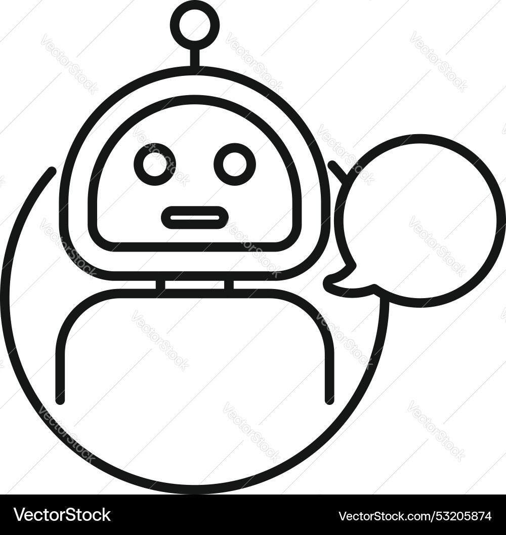 Chatbot speaking inside circular speech bubble vector image
