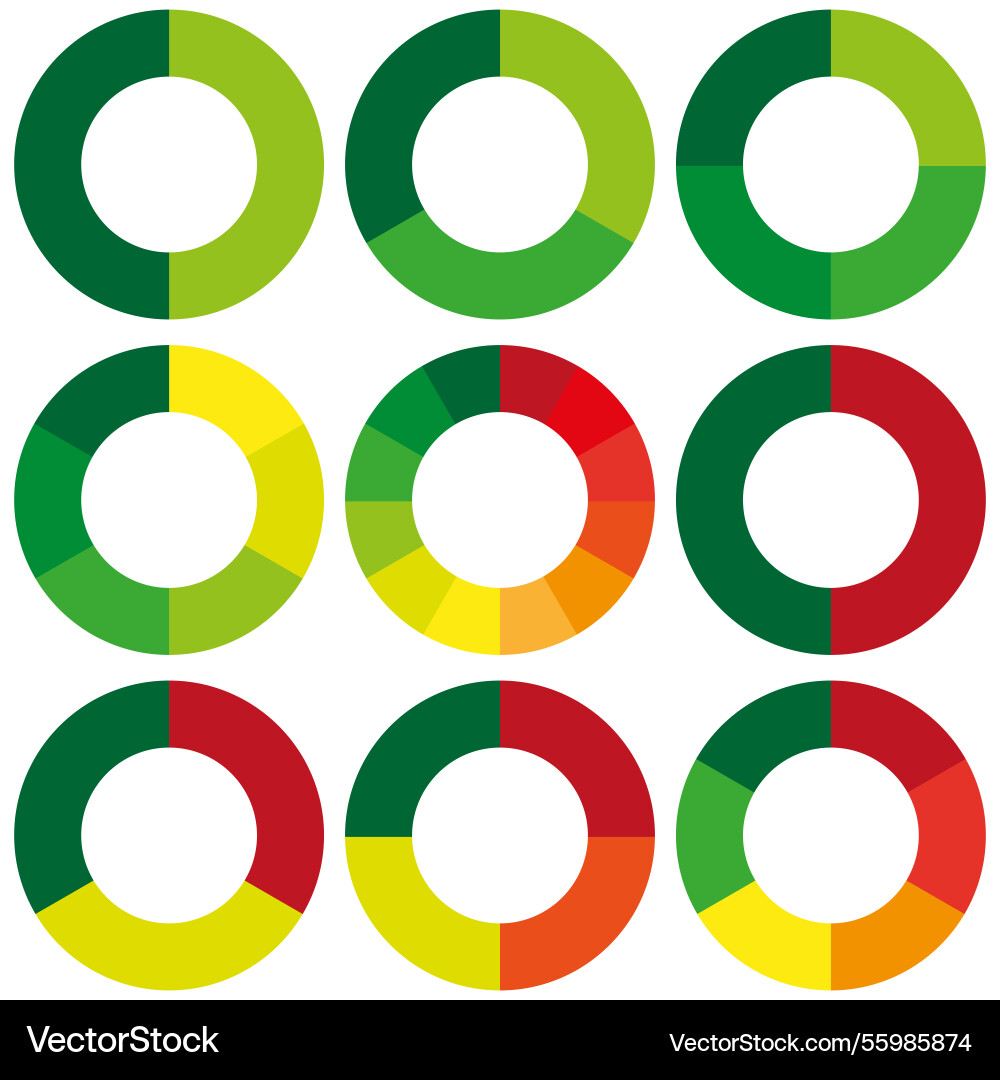 Circular chart set multicolor pie graphics Vector Image