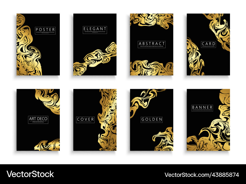 Collection of black luxury posters cards Collection of black luxury posters cards vector image