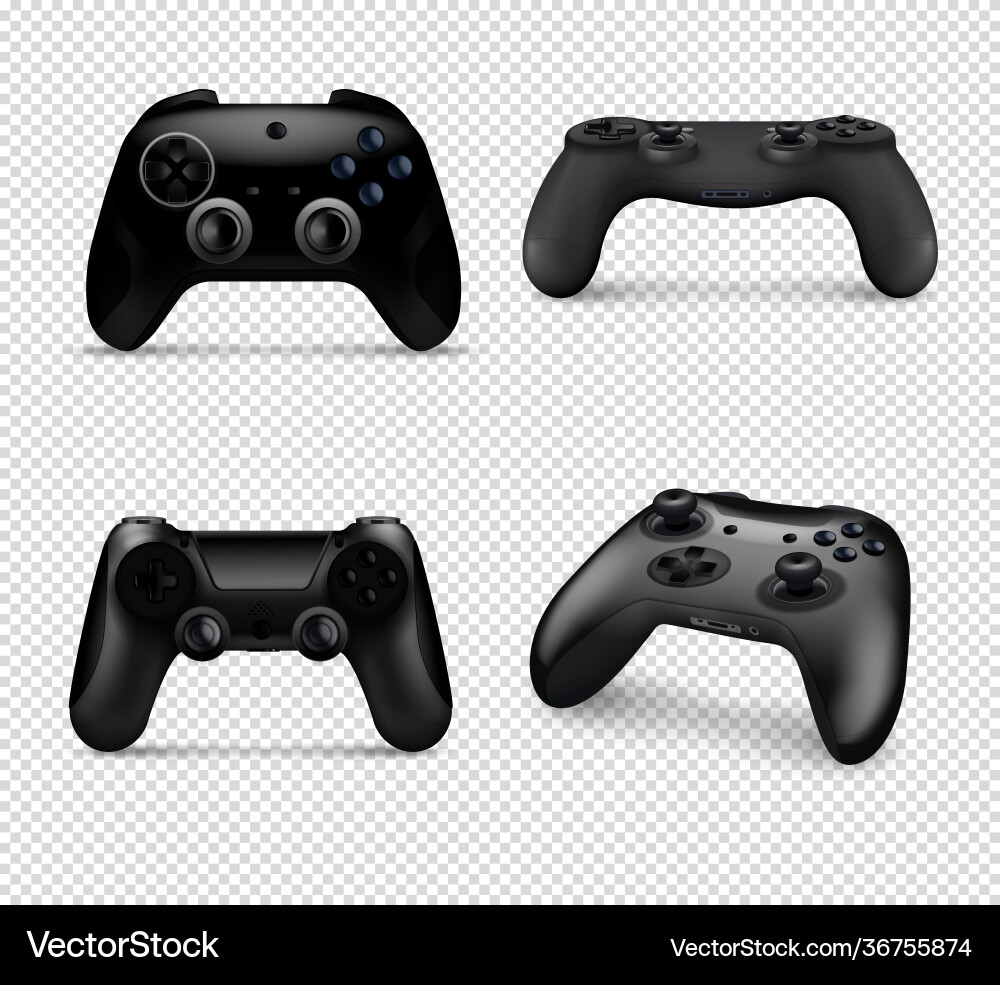 Controller realistic monochrome set Controller realistic monochrome set vector image