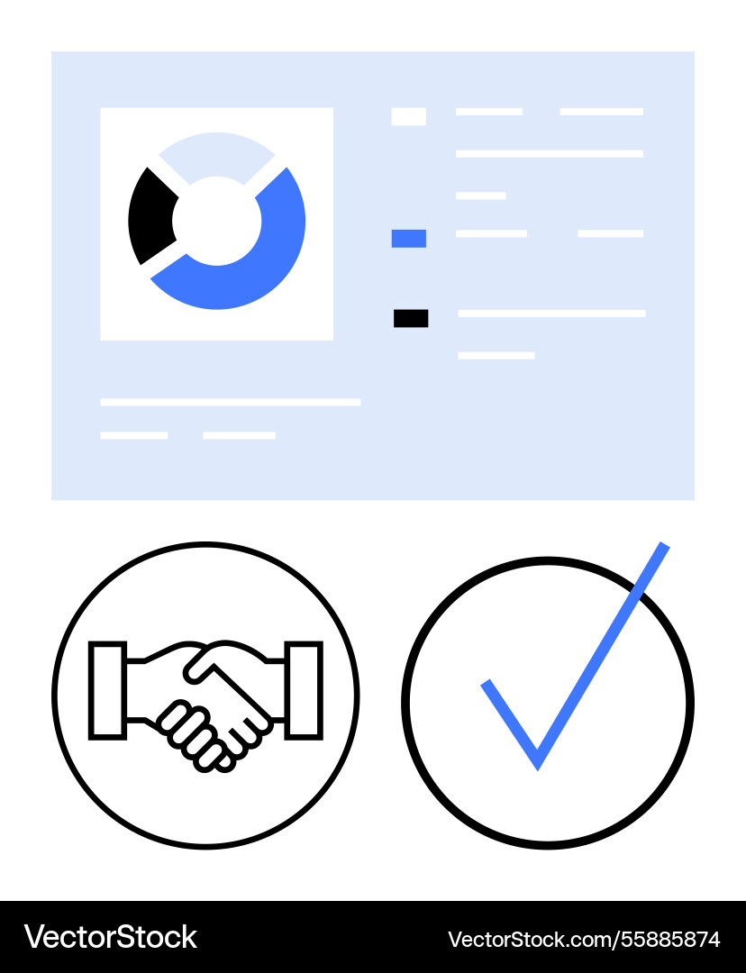 Data analysis report with handshake deal Data analysis report with handshake deal vector image