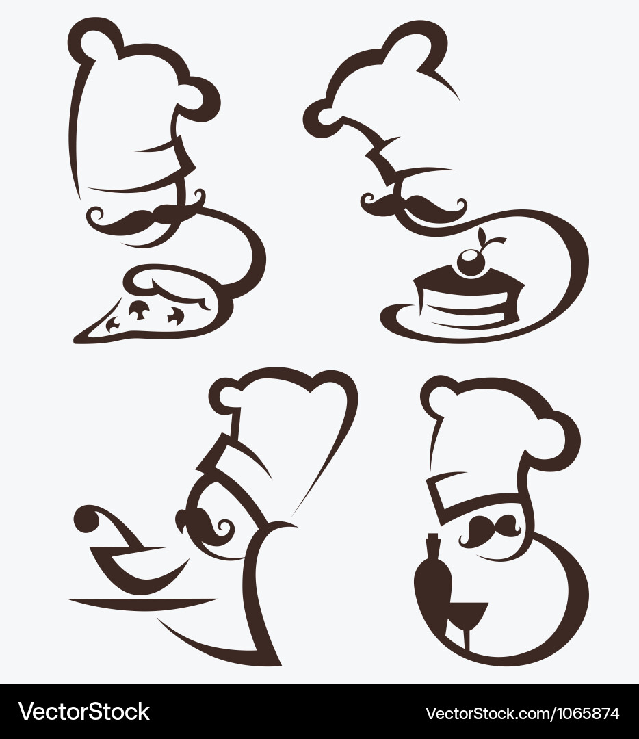 Food & Chef Silhouettes Vector Image