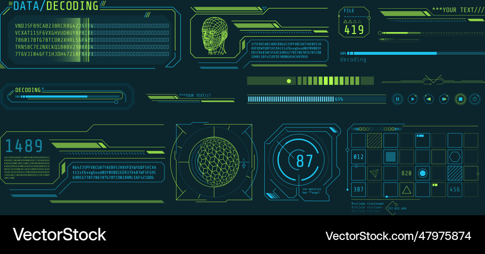 Hud interface design for decoding big data Hud interface design for decoding big data vector image