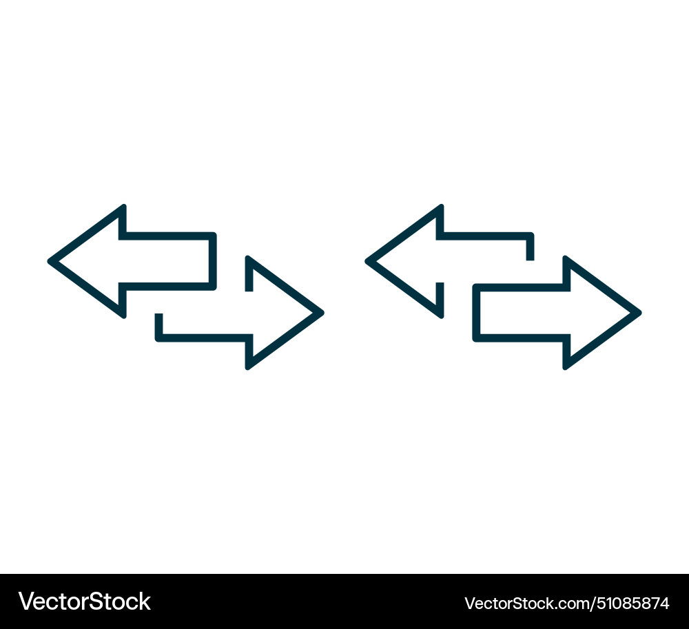 Left right arrows icon and 2 side arrow Left right arrows icon and 2 side arrow vector image