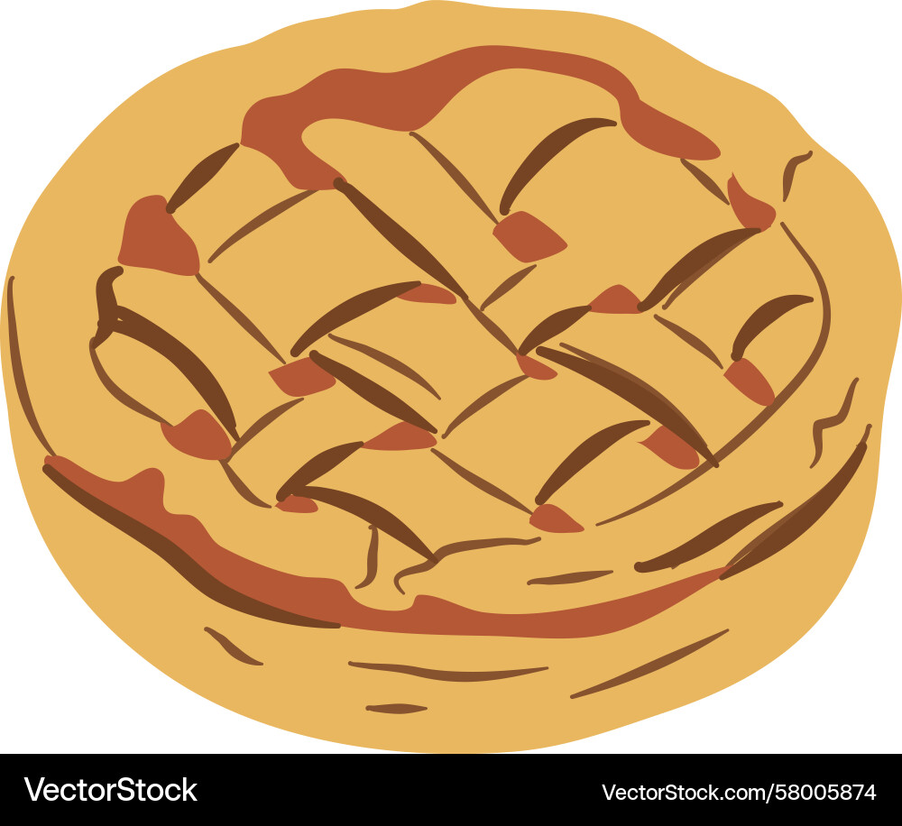 Round Pie with Lattice Crust Vector Image